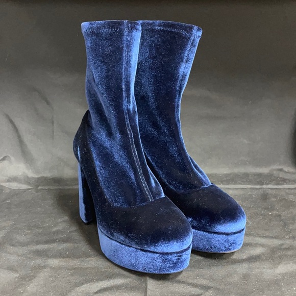 Miu Miu Shoes - Miu Miu Blue Platform Ankle Boots Size 37.5